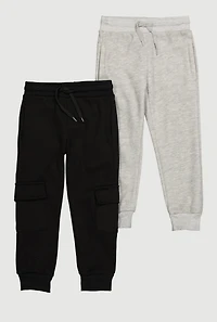 Little Boys Fleece Cargo Joggers 2 Pack