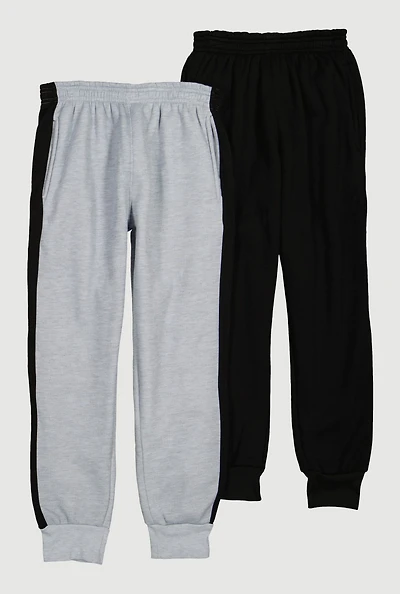 Boys Side Stripe Joggers 2 Pack, Multi, Size 16-18