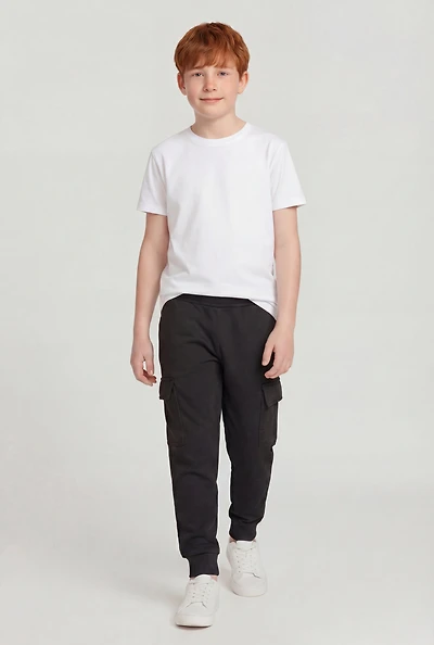 Boys Mid Rise Fleece Lined Cargo Joggers