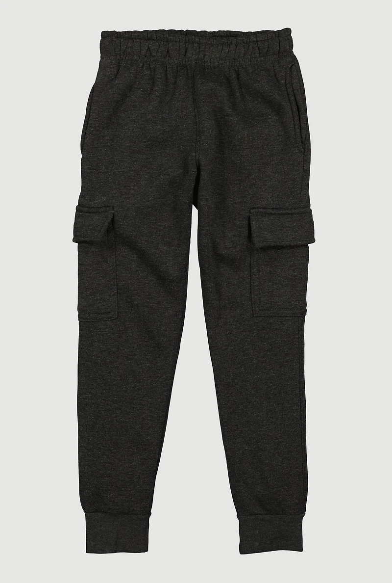 Boys Mid Rise Fleece Lined Cargo Joggers