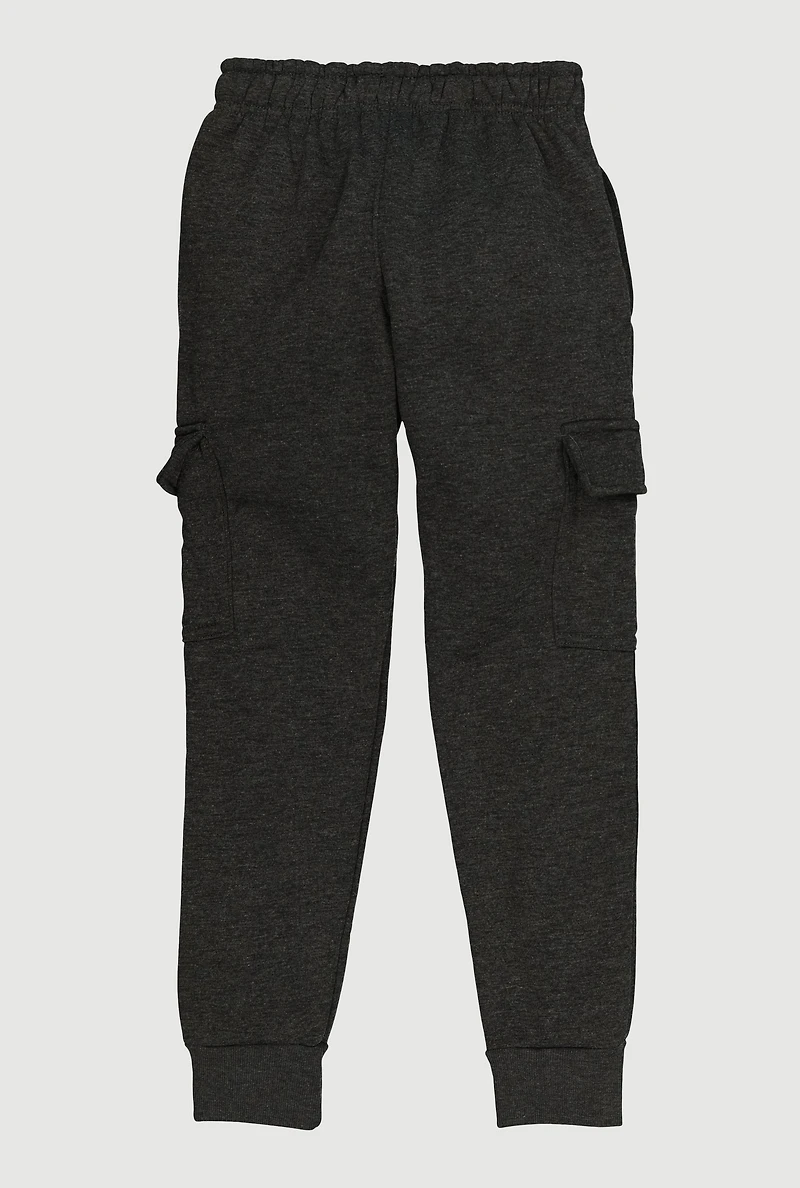 Boys Mid Rise Fleece Lined Cargo Joggers