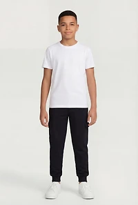 Boys Solid Fleece Cargo Joggers