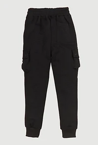 Boys Textured Cargo Joggers, Black, Size 8