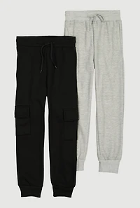 Boys Cargo Pocket Joggers 2 Pack, Multi,