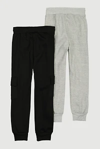 Boys Cargo Pocket Joggers 2 Pack, Multi,