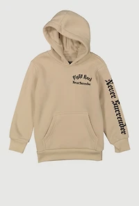 Little Boys Fight Hard Never Surrender Graphic Hoodie, Beige, Size 6