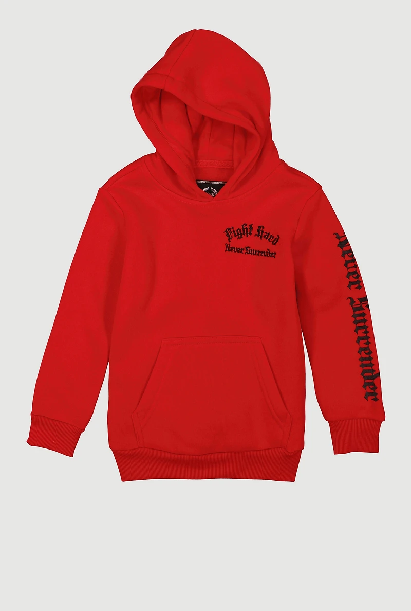Little Boys Fight Hard Graphic Pullover Hoodie