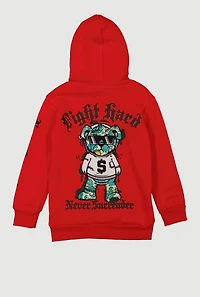 Little Boys Fight Hard Graphic Pullover Hoodie