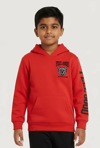 Little Boys Feel Good Teddy Graphic Hoodie