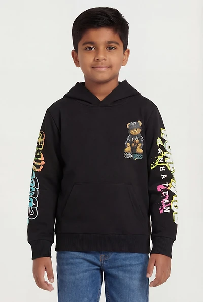 Little Boys Good Vibes Worldwide Graphic Hoodie