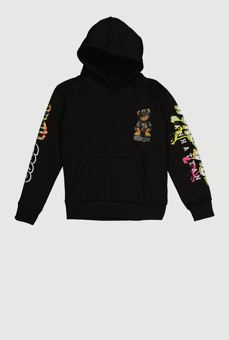 Little Boys Good Vibes Worldwide Graphic Hoodie