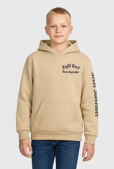 Boys Fight Hard Never Surrender Graphic Pullover Hoodie