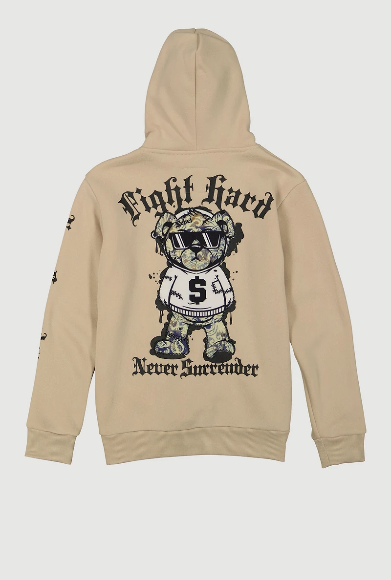 Boys Fight Hard Never Surrender Graphic Pullover Hoodie