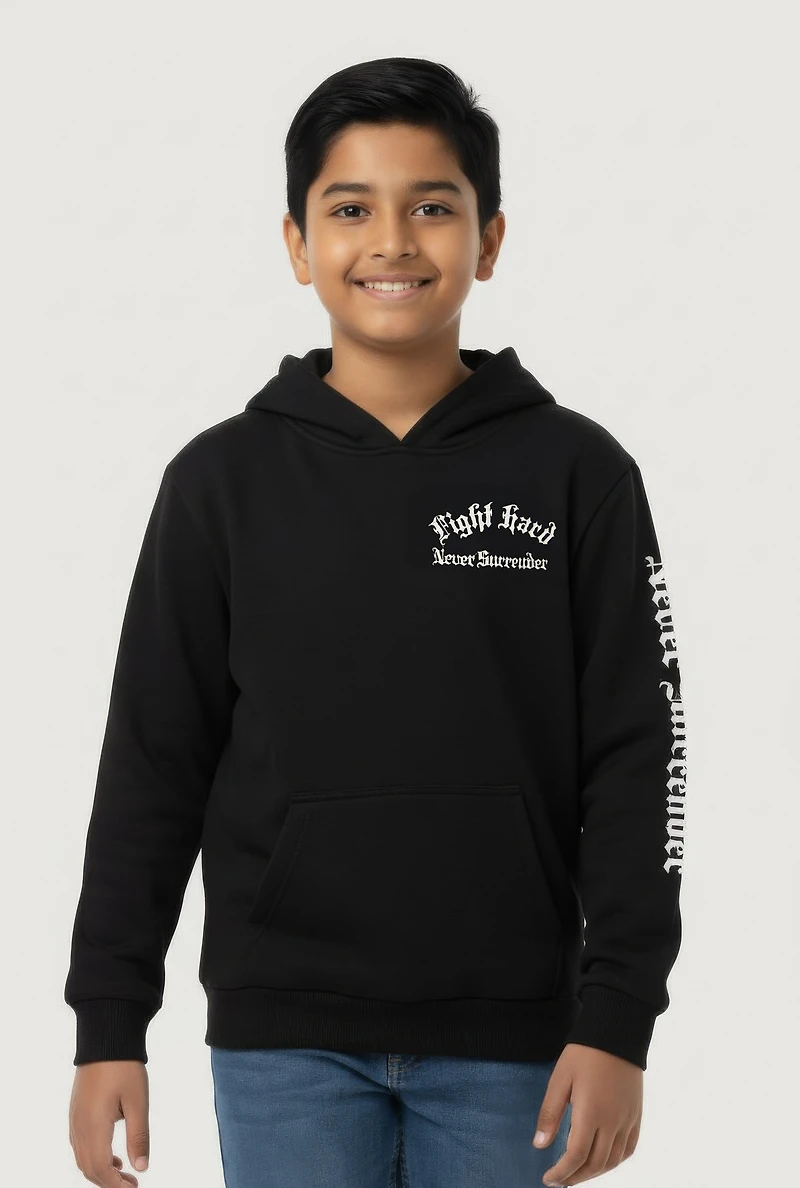 Boys Fight Hard Graphic Pullover Hoodie