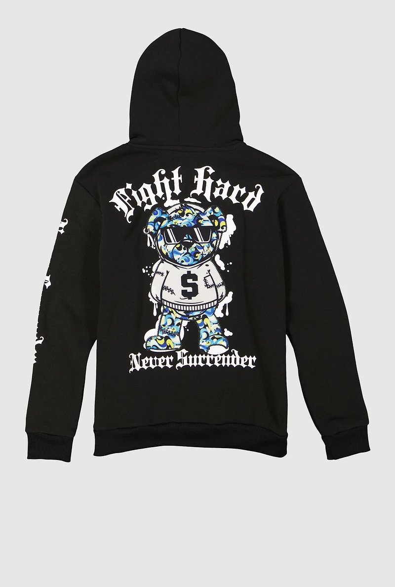 Boys Fight Hard Graphic Pullover Hoodie