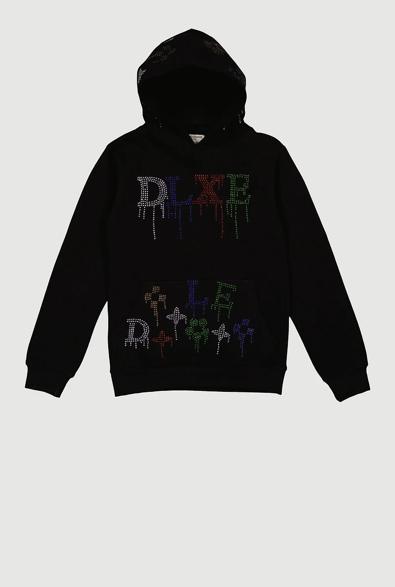 Boys Rhinestone DLXE Paint Splatter Hoodie