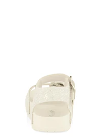 Womens Toddler Girls Glitter Buckle Band Ankle Strap Sandals, White,