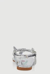 Womens Toddler Girls Velcro Strap Rhinestone Thong Sandals, Silver, Size 8