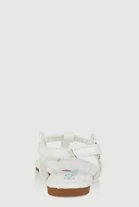 Womens Toddler Girls Velcro Strap Rhinestone Thong Sandals, White, Size 5