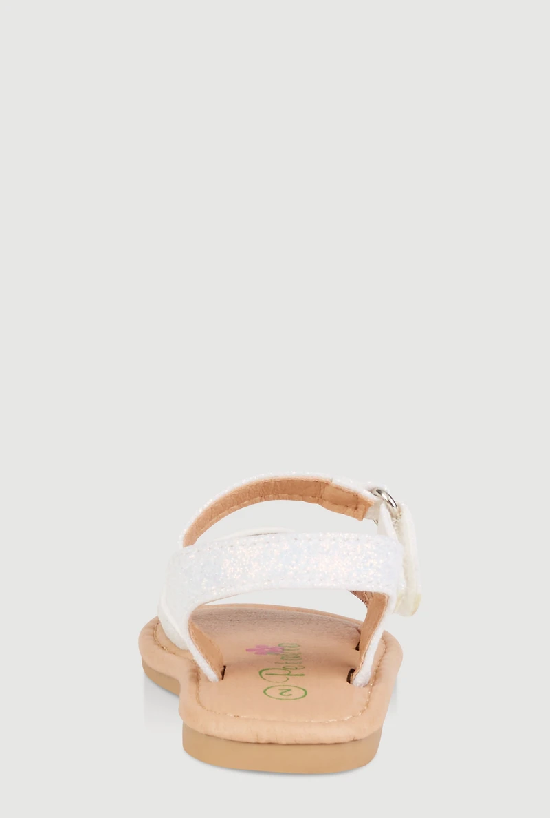 Baby Girls Laser Cut Flower Band Ankle Strap Sandals, White, Size INFANT 2