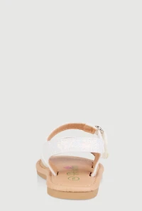 Baby Girls Laser Cut Flower Band Ankle Strap Sandals, White, Size INFANT 2