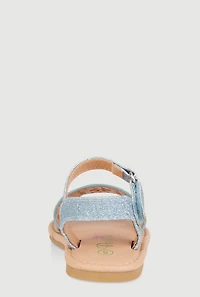 Womens Toddler Girls Laser Cut Flower Glitter Band Sandals, Blue, Size 10