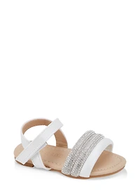 Toddler Girls Puffy Rhinestone Band Ankle Strap Sandals