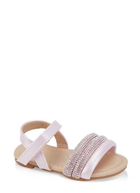 Toddler Girls Puffy Rhinestone Band Ankle Strap Sandals