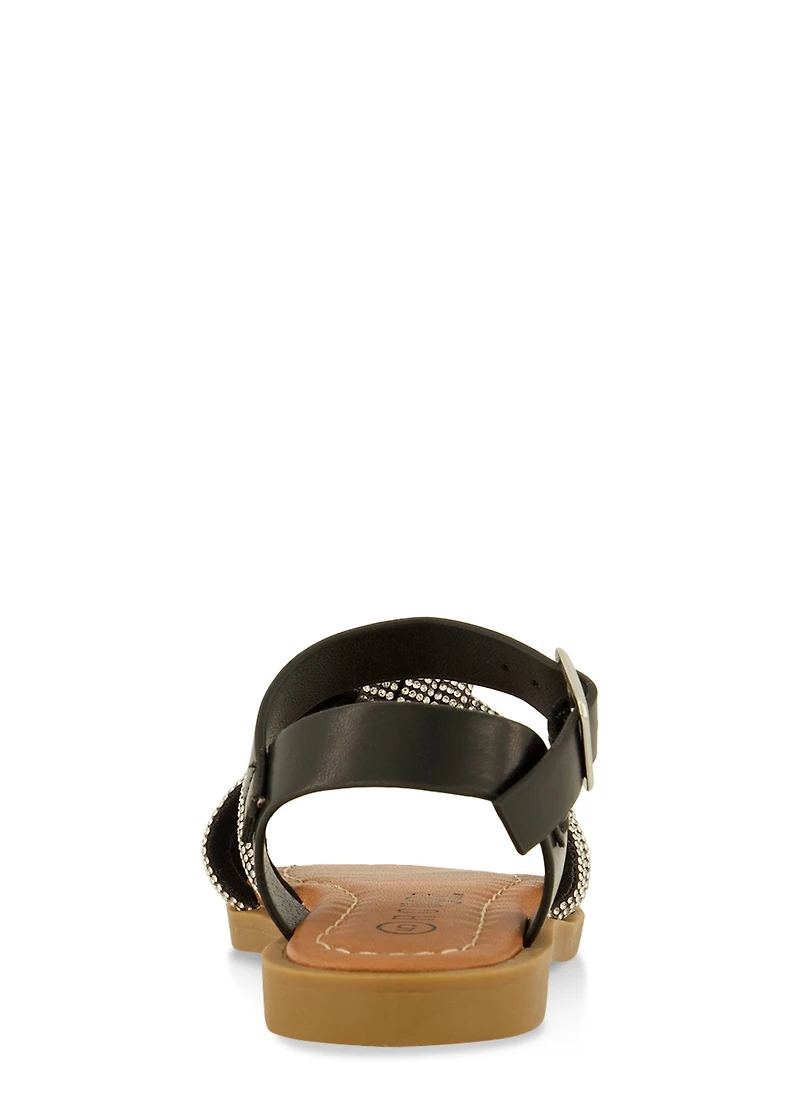 Womens Toddler Girls Rhinestone Knot Band Ankle Strap Sandals,