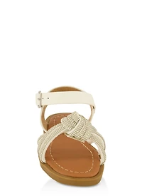 Womens Toddler Girls Rhinestone Knot Band Ankle Strap Sandals, White, Size 5