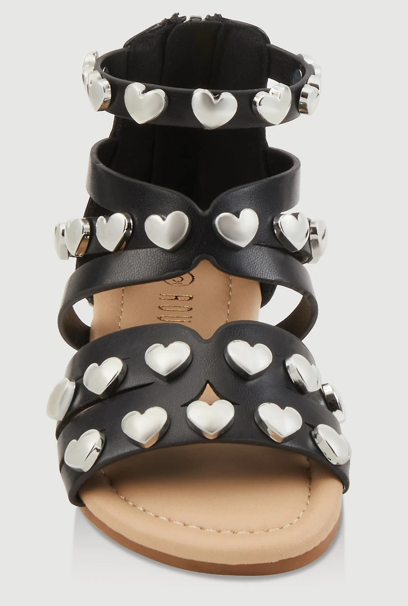 Womens Toddler Girls Heart Studded Gladiator Sandals,