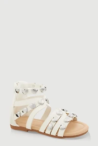 Womens Toddler Girls Heart Studded Gladiator Sandals, Pink, Size 9