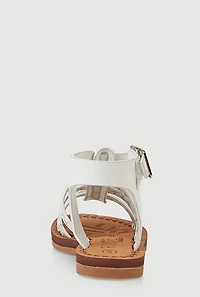 Womens Toddler Girls Flower Studded Eyelet Gladiator Sandals, White, Size 10