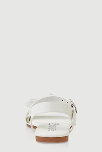 Womens Toddler Girls Bow Knot Buckle Strap Sandals, White, Size 5