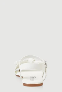 Womens Girls Bow Knot Band Buckle Strap Sandals, White, Size 11