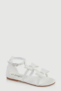 Womens Girls Bow Gladiator Sandals, White, Size 1