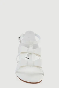 Womens Girls Bow Gladiator Sandals, White,