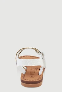 Womens Toddler Girls Cut Out Velcro Strap Sandals, White,