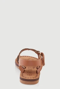 Womens Toddler Girls Cut Out Velcro Strap Sandals, Brown, Size 8