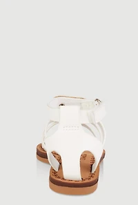 Womens Toddler Girls Glitter Floral Gladiator Sandals, White, Size 5
