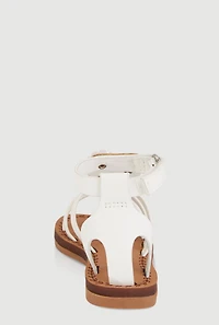 Womens Toddler Girls Glitter Floral Gladiator Sandals, White, Size 9