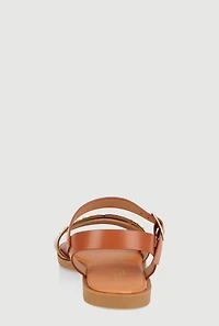 Womens Girls Studded Cut Out Band Ankle Strap Sandals, Brown, Size 2