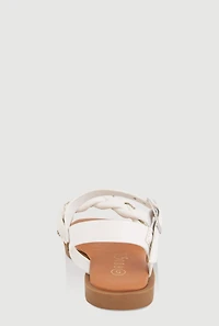 Womens Toddler Girls Faux Pearl Rhinestone Braided Strap Sandals, White, Size 7