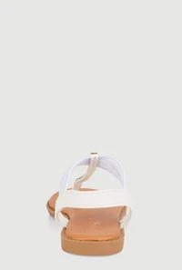 Womens Girls Corded Rhinestone Studded Thong Sandals, White, Size 11