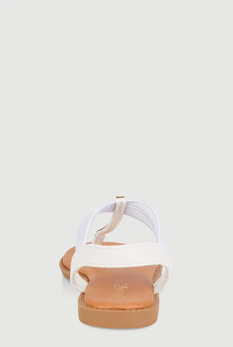 Girls Corded Rhinestone Studded Thong Sandals