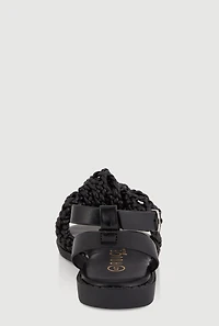Womens Toddler Girls Braided Knot Band Ankle Strap Sandals, Black, Size 9