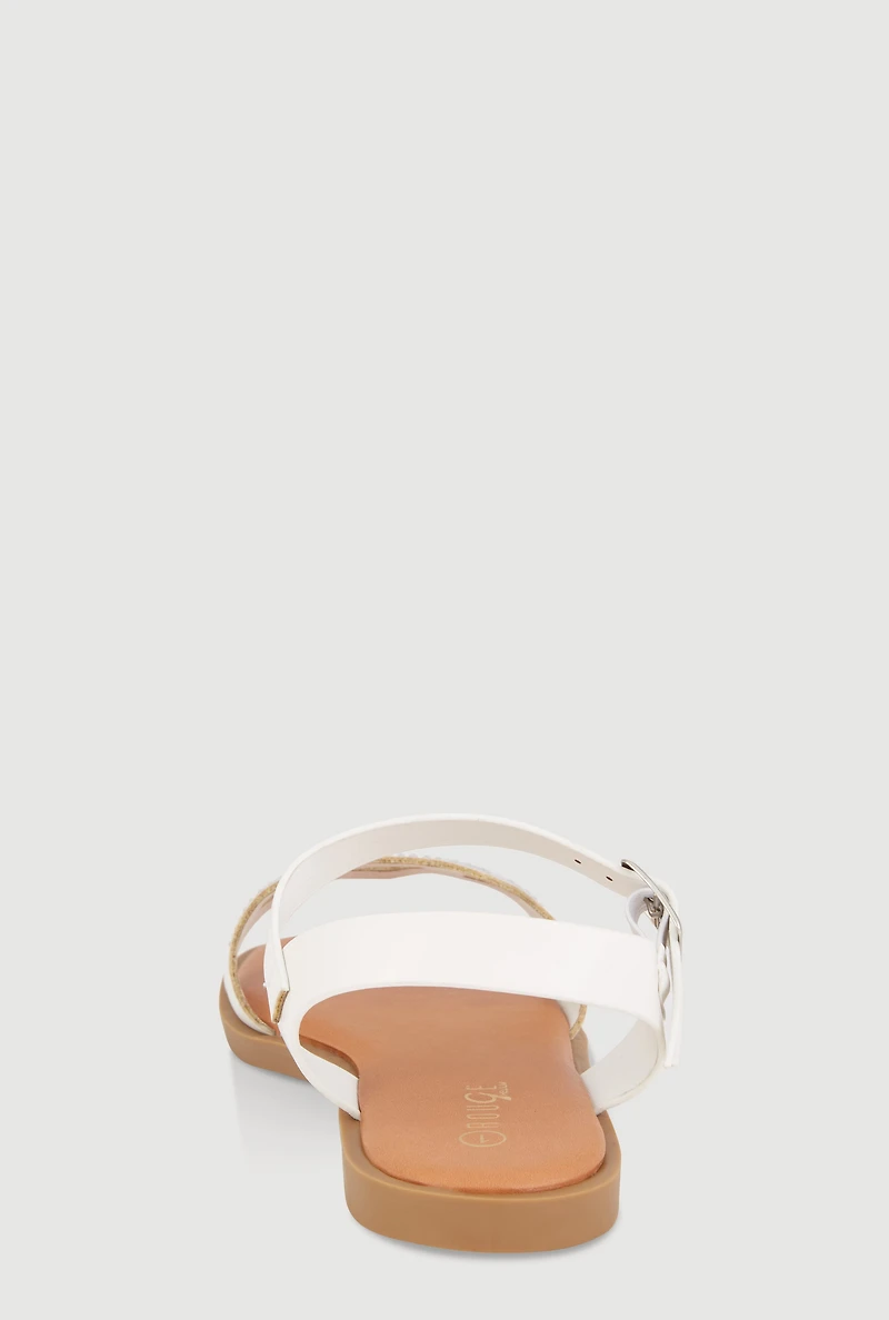 Girls Rhinestone Heart Cut Out Band Sandals