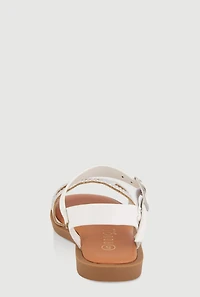 Womens Toddler Girls Rhinestone Heart Cut Out Band Sandals, White, Size 6