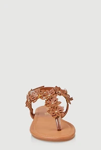 Womens Girls Flower Ankle Strap Thong Sandals,