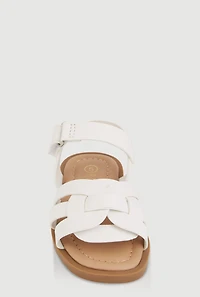Womens Toddler Girls Woven Band Velcro Strap Sandals, White, Size 6